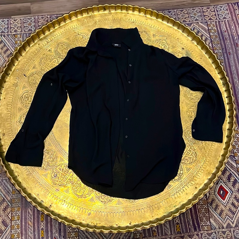 Mossimo Women’s Black Button Up Dress Blouse